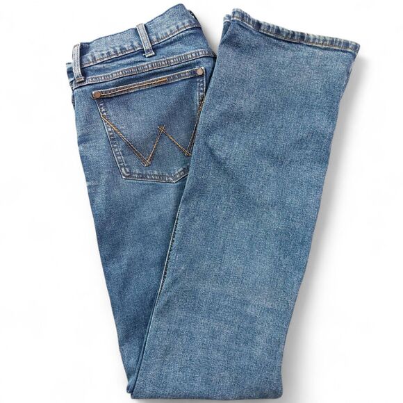 Wrangler Retro Jeans Mens 36x38 Blue Slim Boot Bootcut Stretch Denim 1077MWZMP - Picture 11 of 12